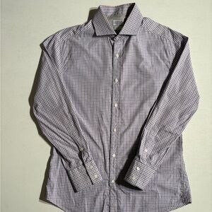 Brunello Cucinelli Lavender Checkered Button Down Shirt